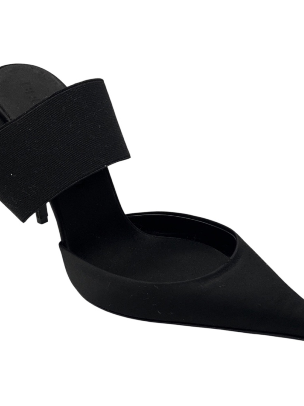 BRUNO FRISONI BLACK ELASTIC BAND SATIN MULES